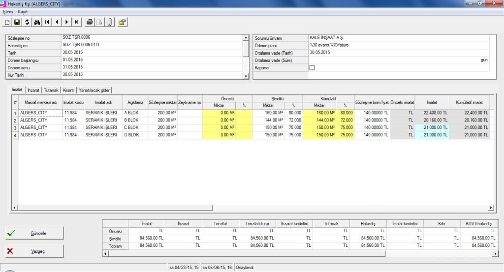 Hakediş Fişi Ekranı - 1 - Kopya